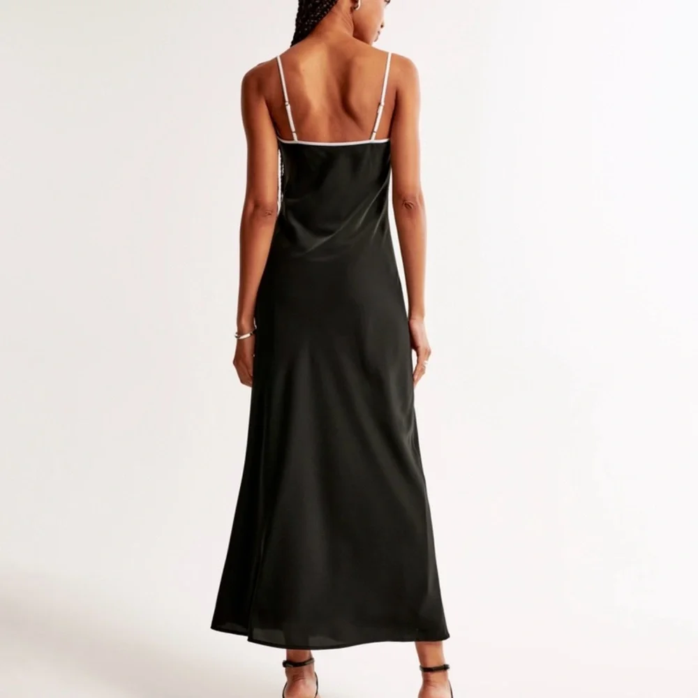 Abercrombie & Fitch Black Maxi Slip Dress with White Trim